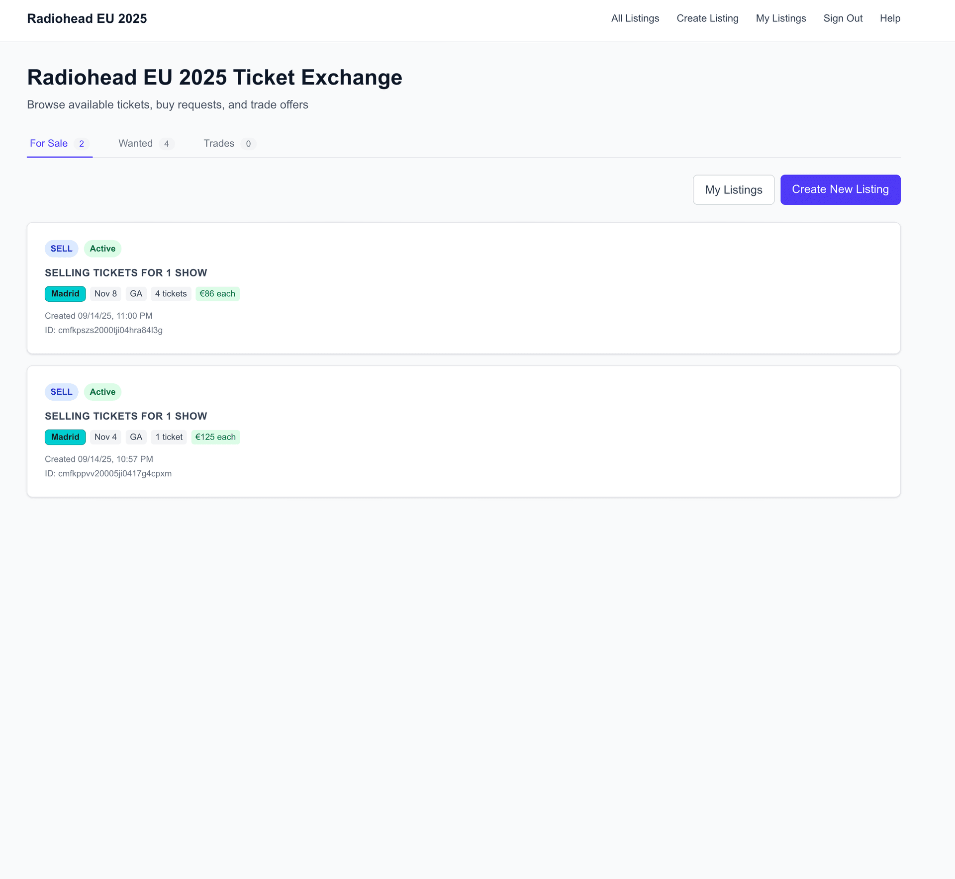 All listings browsing page